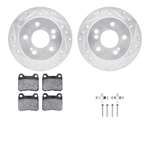Dynamic Friction Co 7512-63026, Rotors-Drilled and Slotted-Silver w/ 5000 Advanced Brake Pads incl. Hardware, Zinc Coat 7512-63026